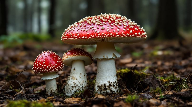 蘑菇视频安全选题配图：林间的红色毒蝇伞